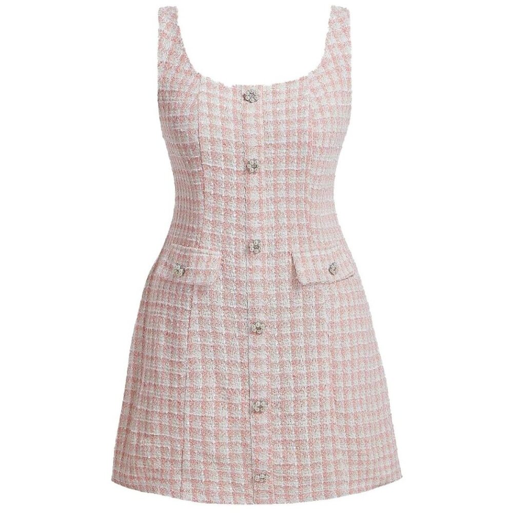 SHEIN MOD Women's Plus Size Plaid Button Detail Spaghetti Strap Dress